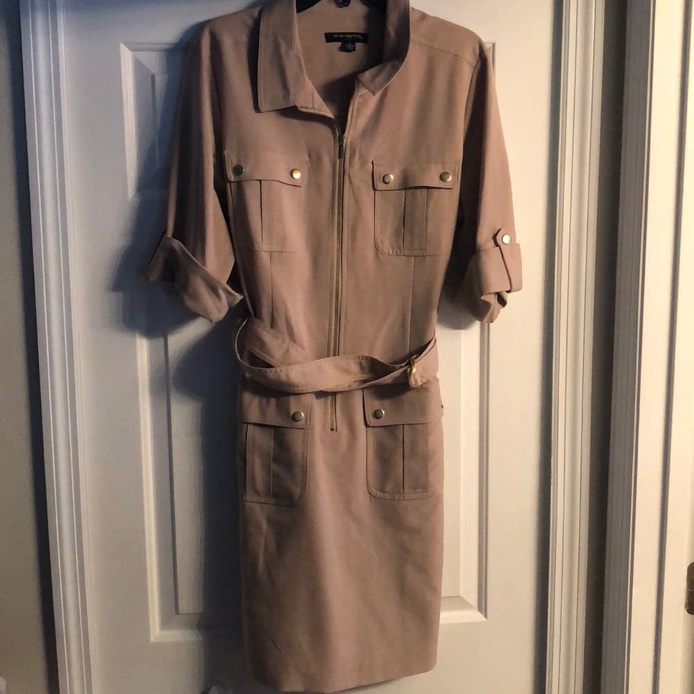 Sharagano zip up dress with pockets